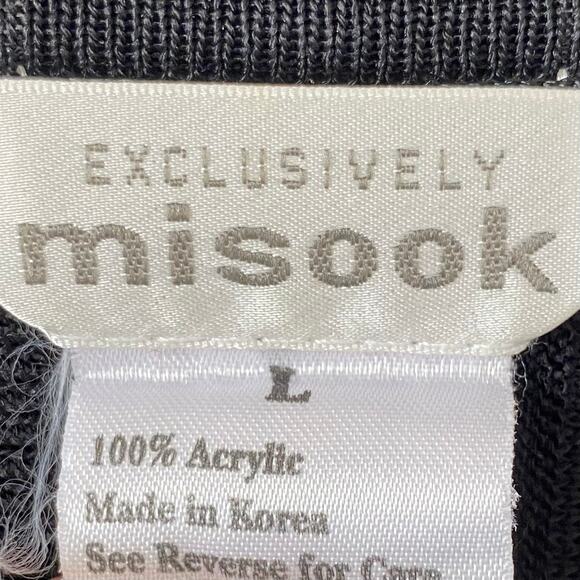 EXCLUSIVELY MISOOK Black Open Front Knit Cardigan Sweater Size Large Pleated - Picture 4 of 4